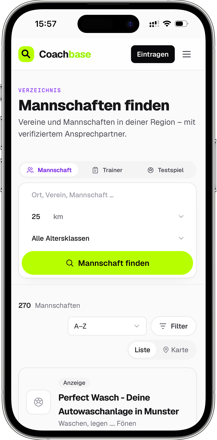 Coachbase geöffnet auf einem iPhone